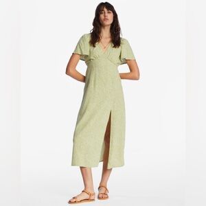 Billabong Jet Set Midi Dress Floral Green‎ White Size Medium